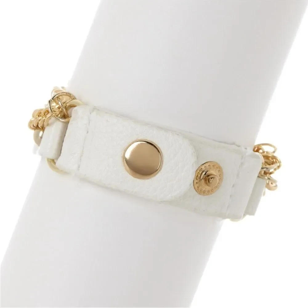 Gold White chunky Watch fashion accessory chains faux leather 90s y2k